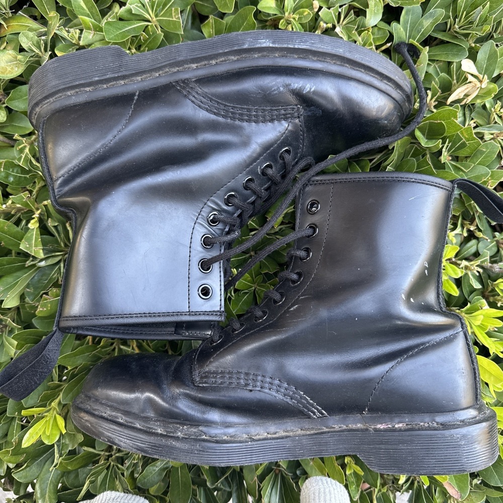 Dr Martens Doc Martens Boots 8L 7M BLACK SMOOTH COMBAT SCRATCHES 1460 MONO - Picture 7 of 11